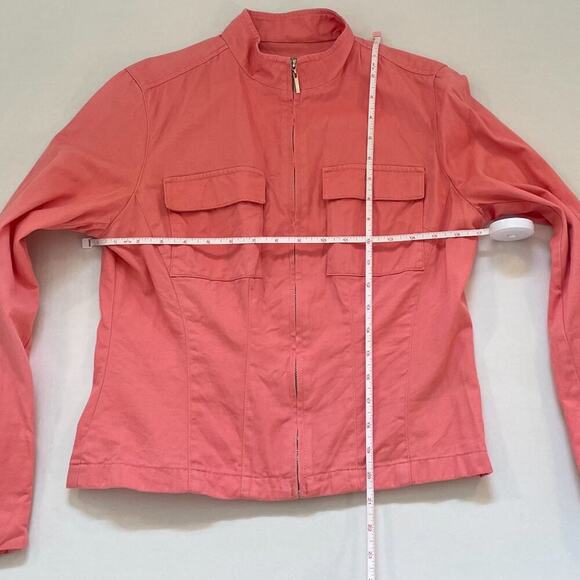 VTG Y2K Pink Cotton Evan-Picone Moto/Utility Style Zip Up Jacket, Size S - Picture 8 of 12